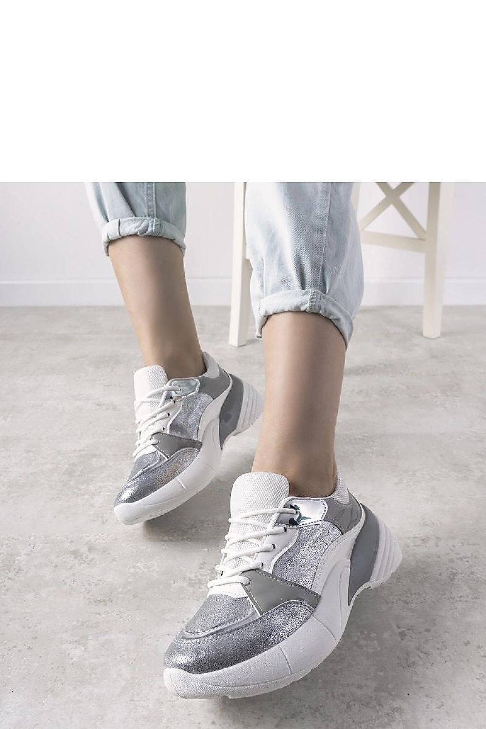 Elegant Solea Rude Silver High Sole Sneakers featuring high-quality eco-leather with a stylish metallic design, ideal for adding sophistication to autumn looks.