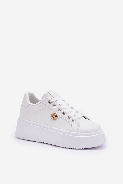 Stylish Step in style eco leather sneakers featuring a removable foam insole and a 4.5 cm platform for added height.