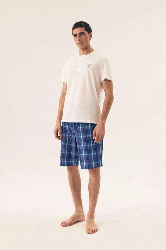 Luxurious Henderson Men's Cotton Pajama Set featuring a trendy print, designed for ultimate comfort and style, perfect for a good night's sleep.