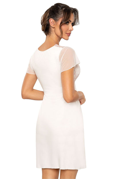 Elegant Donna women's nightshirt featuring soft viscose fabric and lace detailing, perfect for bridal lingerie or luxurious everyday comfort.