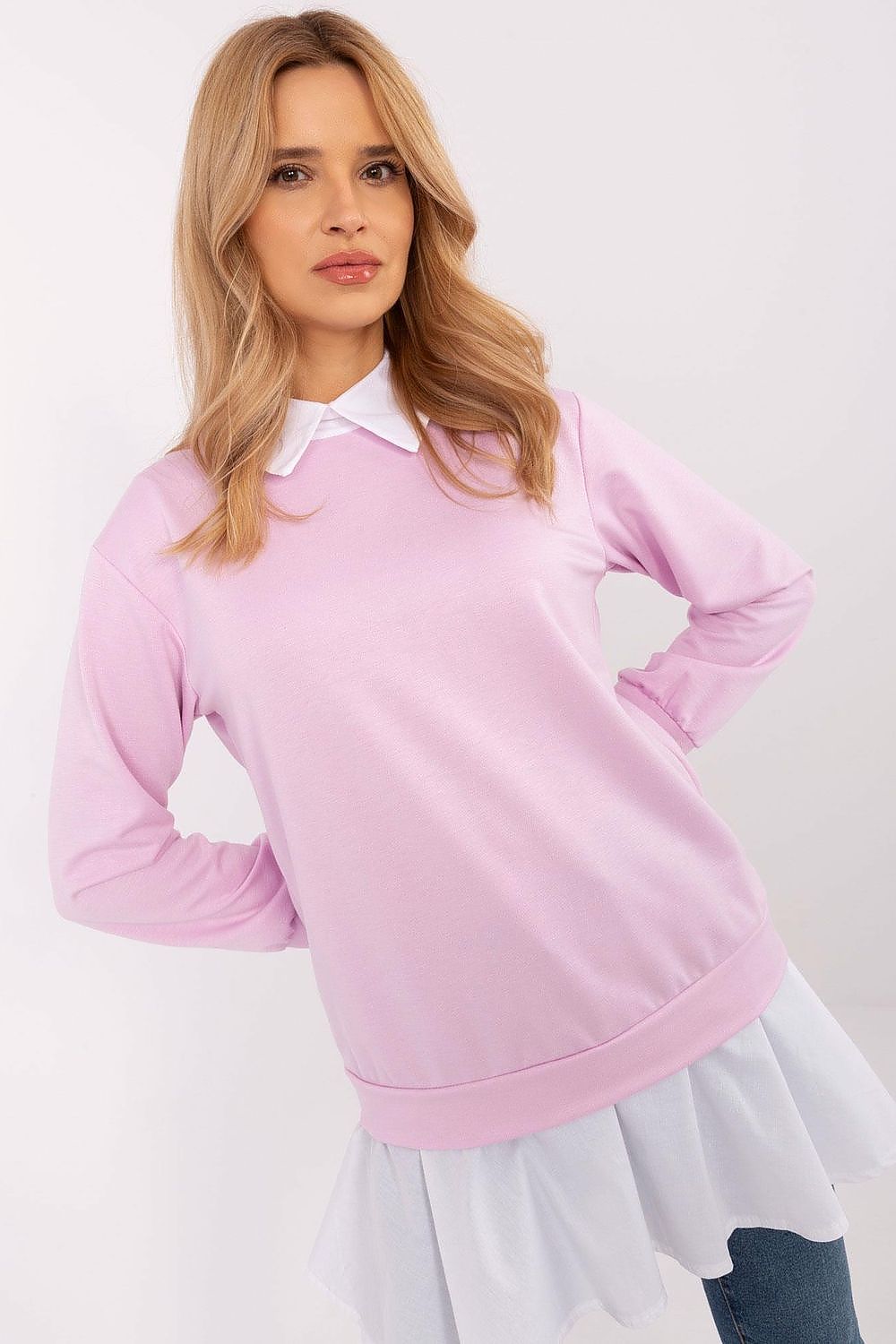 Italy Moda elegant long sleeve blouse in EU size 0, featuring a timeless design made from a luxurious viscose-cotton blend.