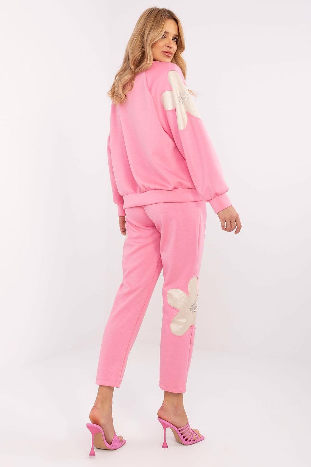 Stylish front view of the Italy Moda women's tracksuit set, showcasing the comfort fit and chic design with elegant embellishments.