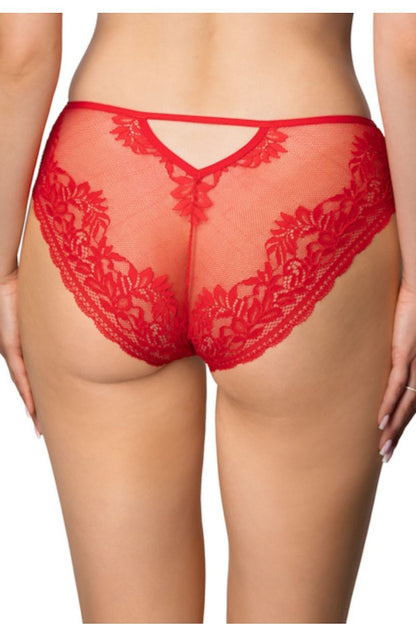 Close-up of the decorative cutouts and lace inserts on Mat's black lace Estelle panties, highlighting the exquisite craftsmanship.