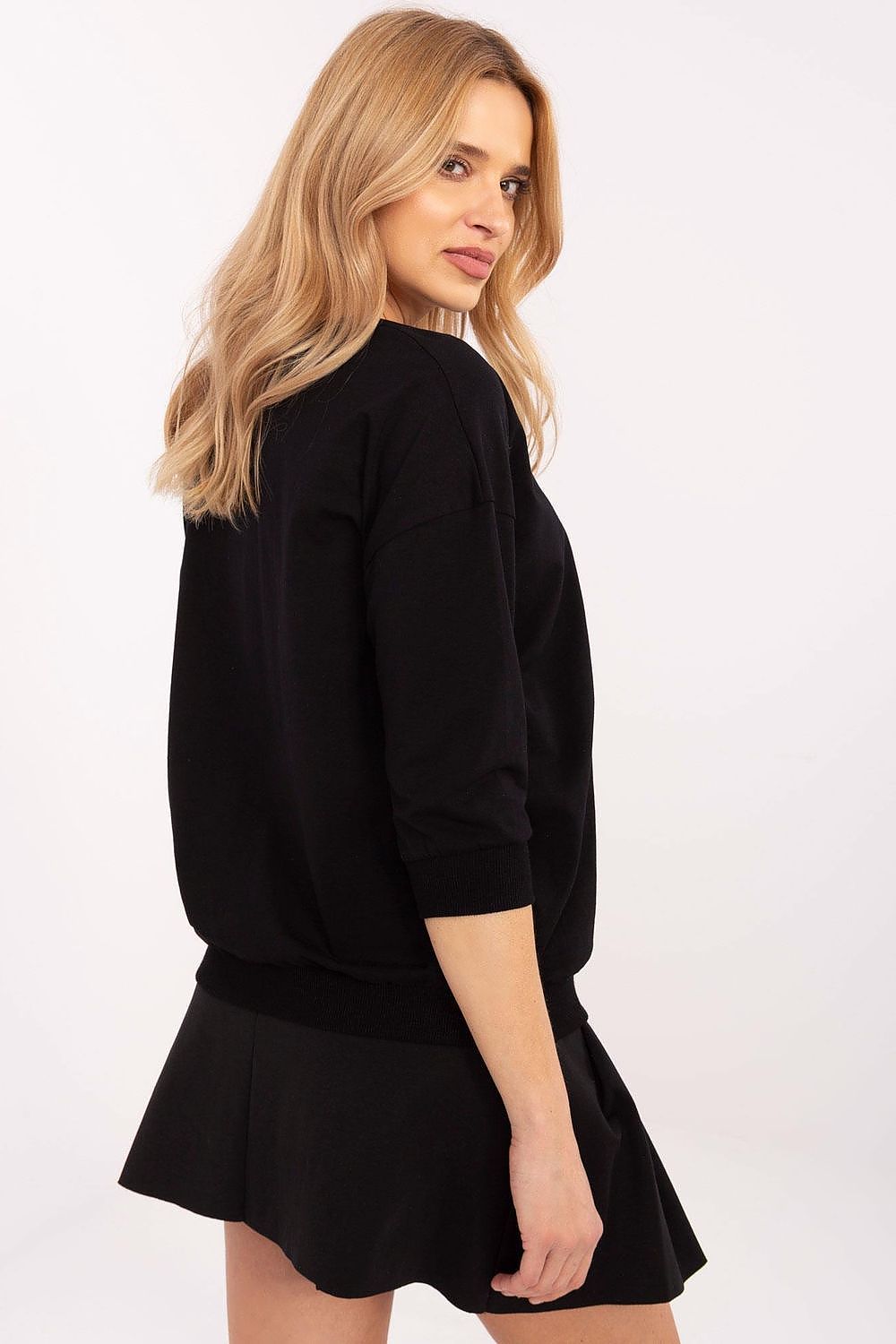 Elegant 3/4 sleeve casual blouse by Relevance, featuring intricate embroidery and decorative pearls, perfect for upscale daily wear.