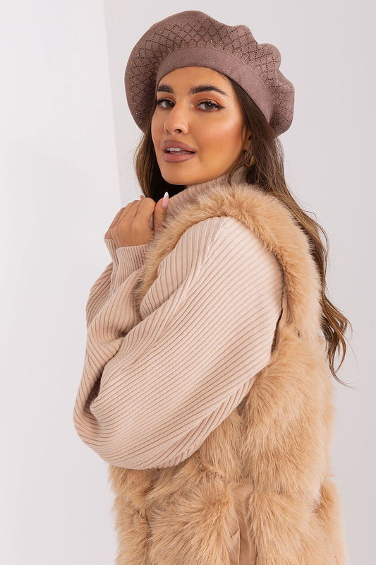 Luxury beret hat for ladies by AT, showcasing a smooth design with a shiny finish, perfect accessory for a stylish wardrobe.