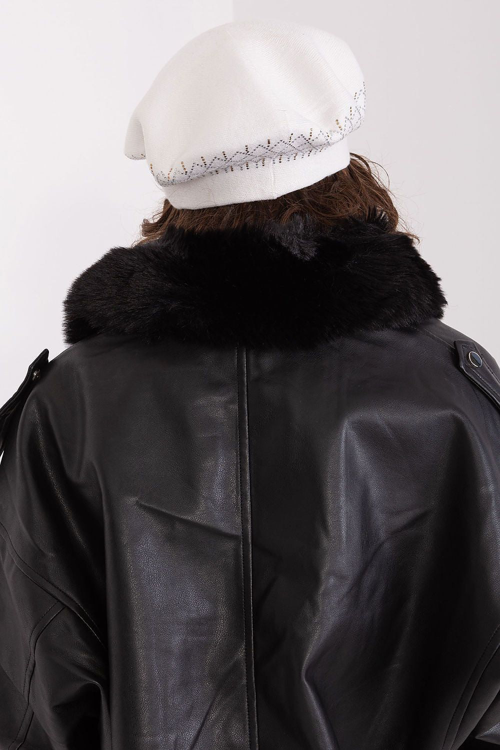 Elegant shiny beret hat for women by AT, crafted from a luxurious blend of acrylic, cotton, and cashmere, perfect for elevating your style.