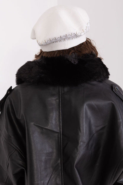 Elegant shiny beret hat for women by AT, crafted from a luxurious blend of acrylic, cotton, and cashmere, perfect for elevating your style.