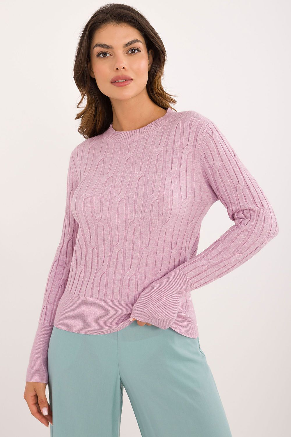 Luxury Women’s Casual Sweater by AT, showcasing a soft viscose and nylon blend with a unique texture, perfect for effortless style.