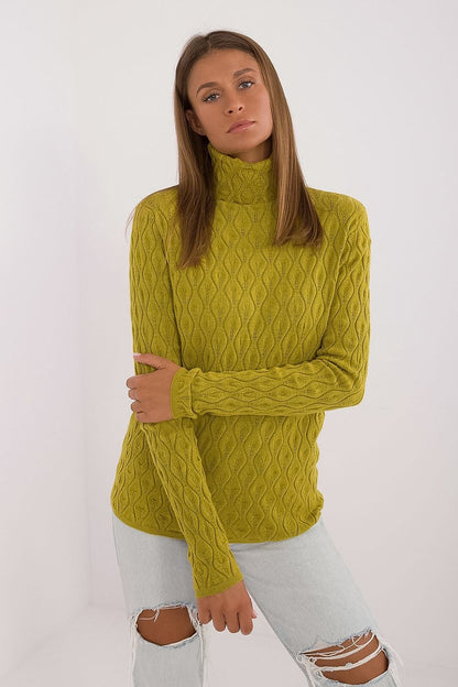 Elegant Lacy Turtleneck Sweater by AT made from soft viscose, showcasing a luxurious lacy pattern and minimalist design, perfect for chic casual wear.