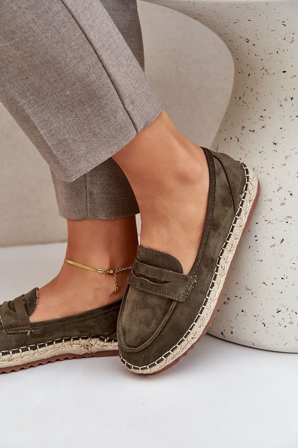 Chic women's espadrilles in eco-suede from Step in Style, providing a delicate rounded toe look ideal for summer fashion.
