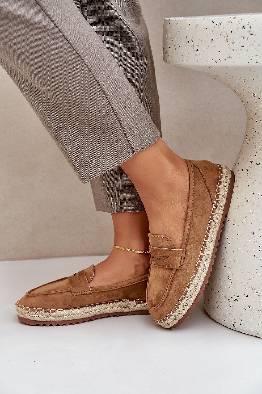 Chic eco-suede espadrilles by Step in Style, ideal for warm days, with a feminine cut-out strap and luxurious rounded toe.