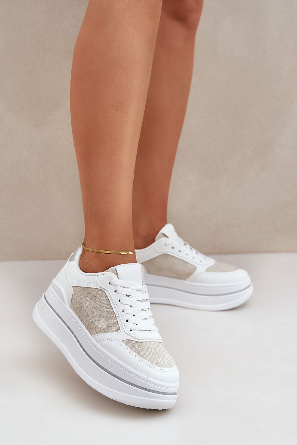 Luxury Eco Leather Platform Sneakers for Women by Step in Style, featuring a stylish design with a massive platform and unique upper pattern, perfect for everyday wear.