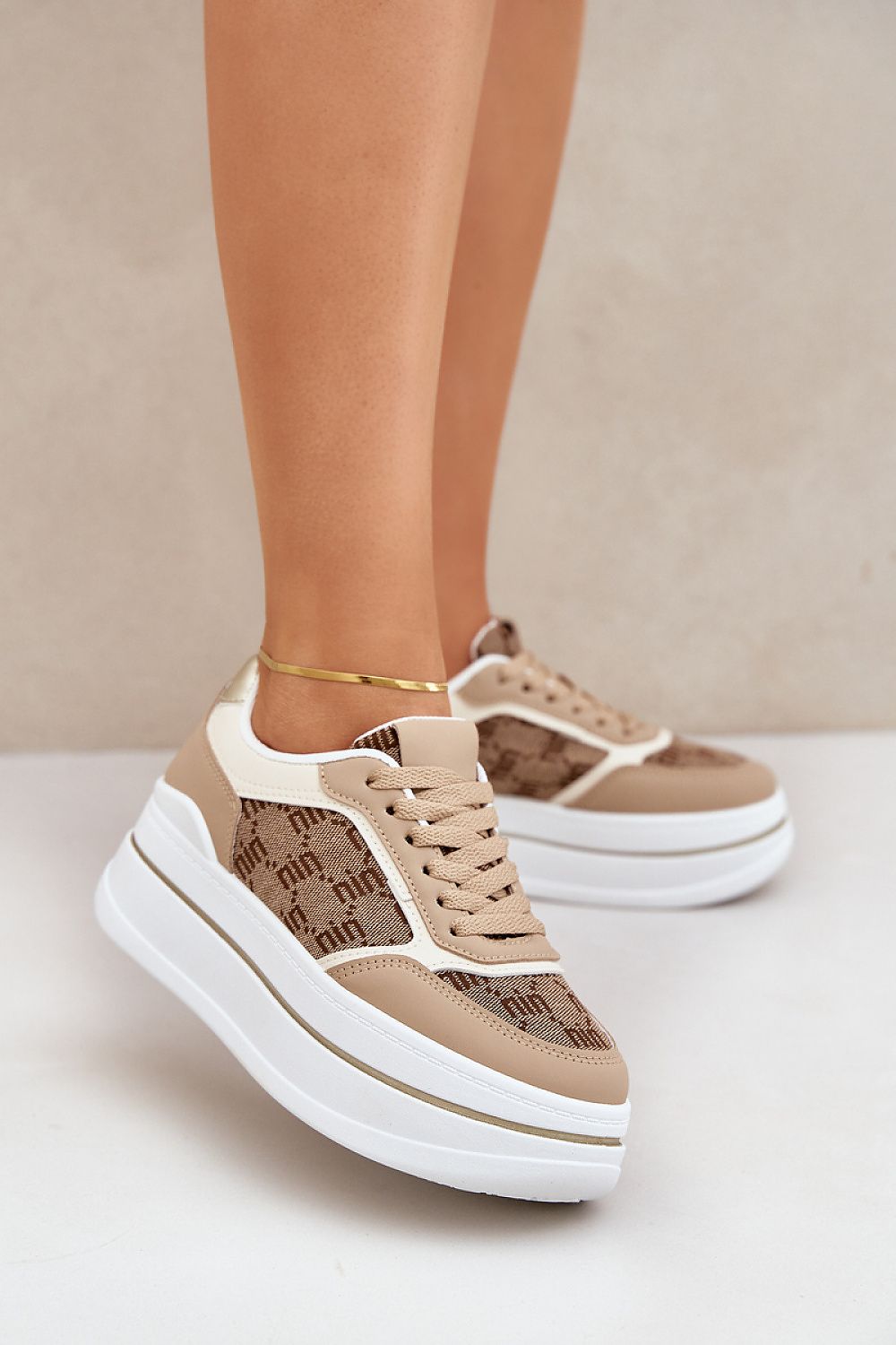 Luxury Eco Leather Platform Sneakers for Women by Step in Style, showcasing a stylish design with a high platform and unique upper pattern, perfect for everyday elegance.