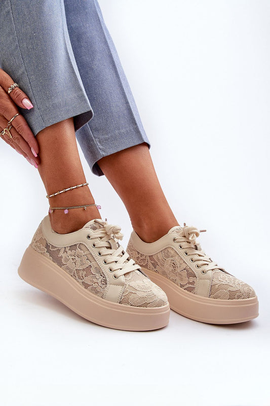Elegant women's platform sneakers by S.Barski, featuring a lace upper design for superior style and ultimate comfort, ideal for casual outfits.