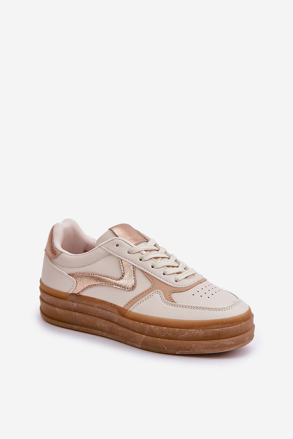 Luxury Women's Eco Leather Sneakers by Step in Style, featuring elegant golden accents and a comfortable 4cm platform height, ideal for stylish everyday wear.