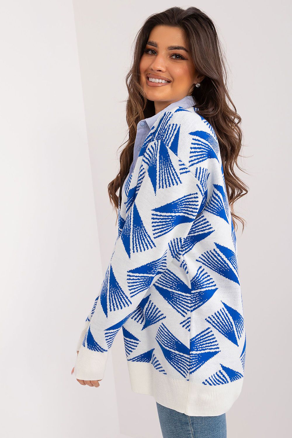 Elegant Badu Women's V-Neck Cardigan Sweater featuring contrasting button placket, ideal for sophisticated casual and office wear.