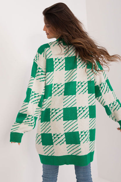 Luxury women's cardigan by Badu with long sleeves and a relaxed fit, made from a comfortable acrylic blend, perfect for layering in elegant outfits.