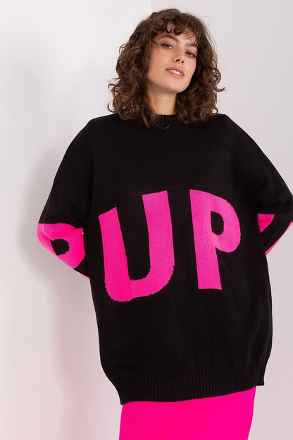 Sophisticated women's long casual sweater by Badu, combining warmth and comfort with a sleek modern design.