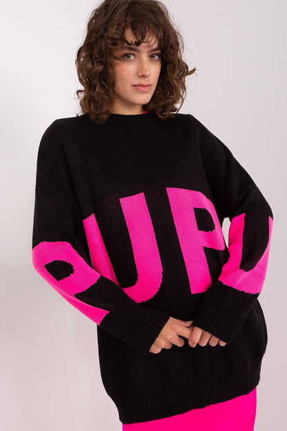 Fashionable long sweater in acrylic and wool blend by Badu, designed for ultimate comfort in elegant everyday outfits.