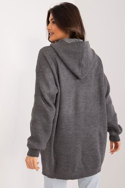Badu Women's Hooded Sweater showcased in a chic design, incorporating luxurious acrylic and wool, perfect for creating elegant everyday looks with its kangaroo pocket and modern logo.