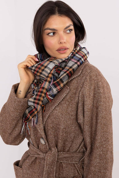 Soft and stylish checkered scarf by AT, perfect for casual or formal wear, made with a warm polyester and viscose blend.