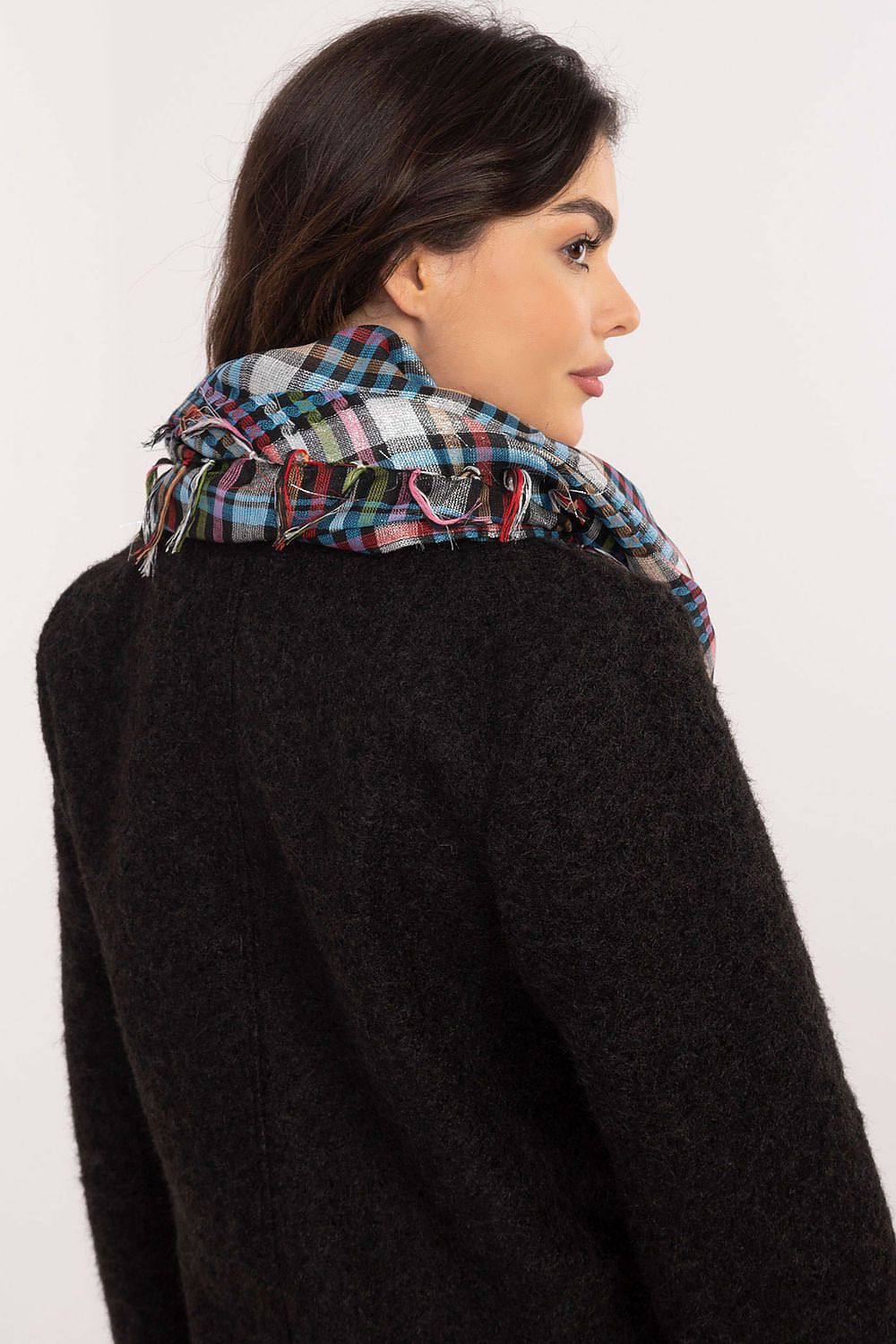 Stylish neckerchief scarf with a classic checkered design by AT, ideal for elevating casual outfits while offering warmth.