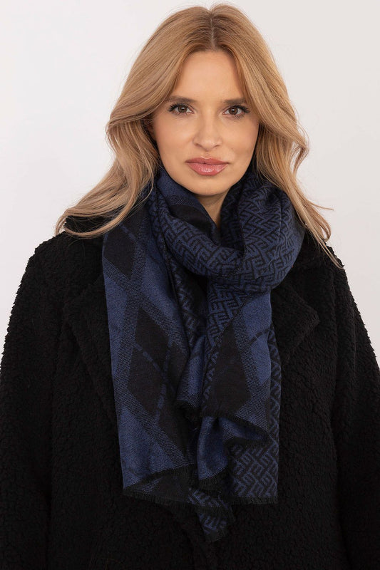 Elegant geometric pattern viscose neckerchief scarf by AT, perfect for adding a touch of luxury to any outfit.