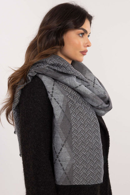 Elegant geometric pattern viscose neckerchief scarf by AT, measuring 190 x 69 cm, showcasing a luxurious design for stylish outfits.