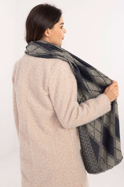 High-quality viscose neckerchief scarf by AT, showcasing a modern geometric pattern, an exquisite addition to any wardrobe.