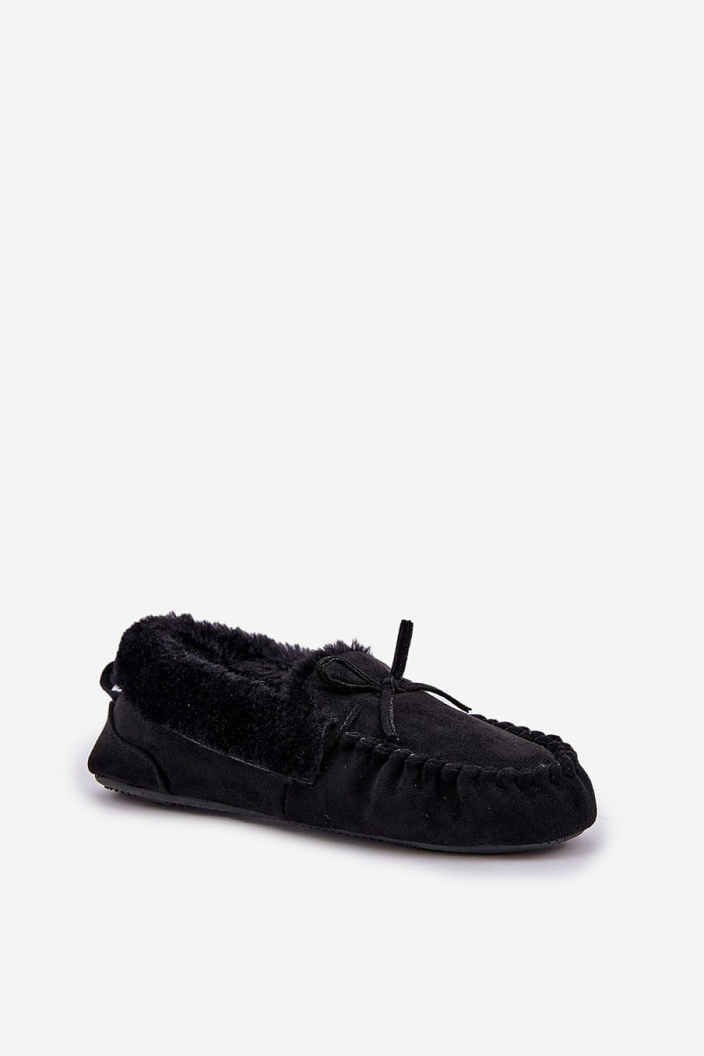 Luxury eco suede moccasin slippers by Step in style with fur-lined comfort, ideal for colder days.