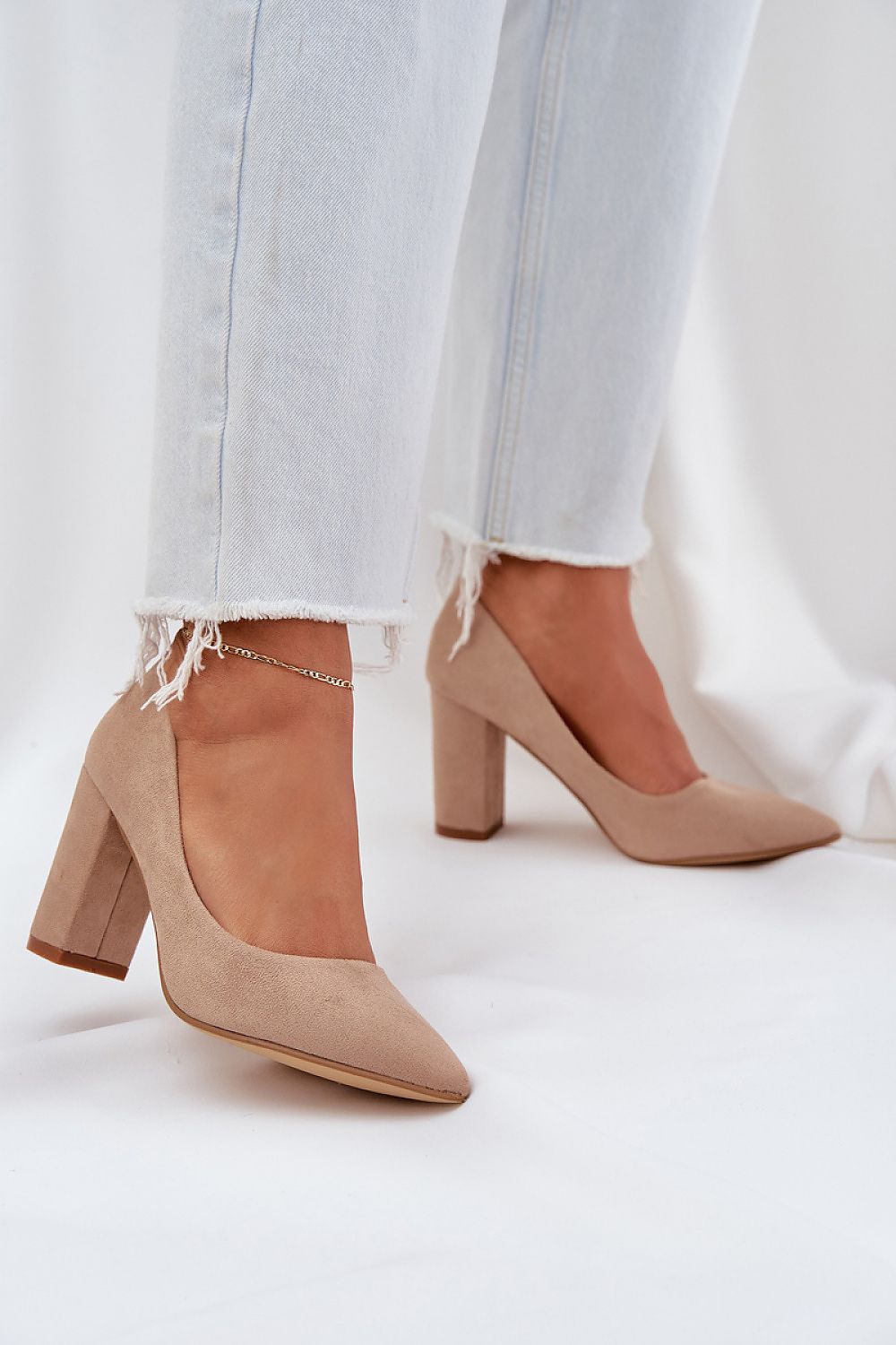 Elegant luxury block heel suede pumps for parties and business by Step in Style, available in multiple colours.