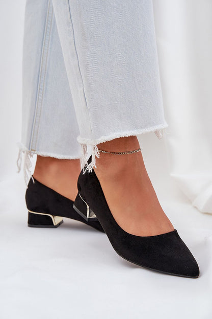 Elegant Eco Suede Low-Heeled Pumps with Gold Detail from Step in Style, perfect for all-day comfort in EU sizes 36-41.