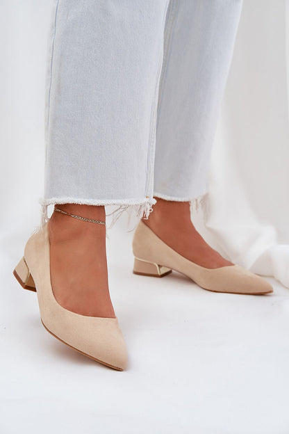 Stylish pointed toe eco suede pumps with a low heel by Step in Style, designed for comfort and versatility for day-to-night wear.