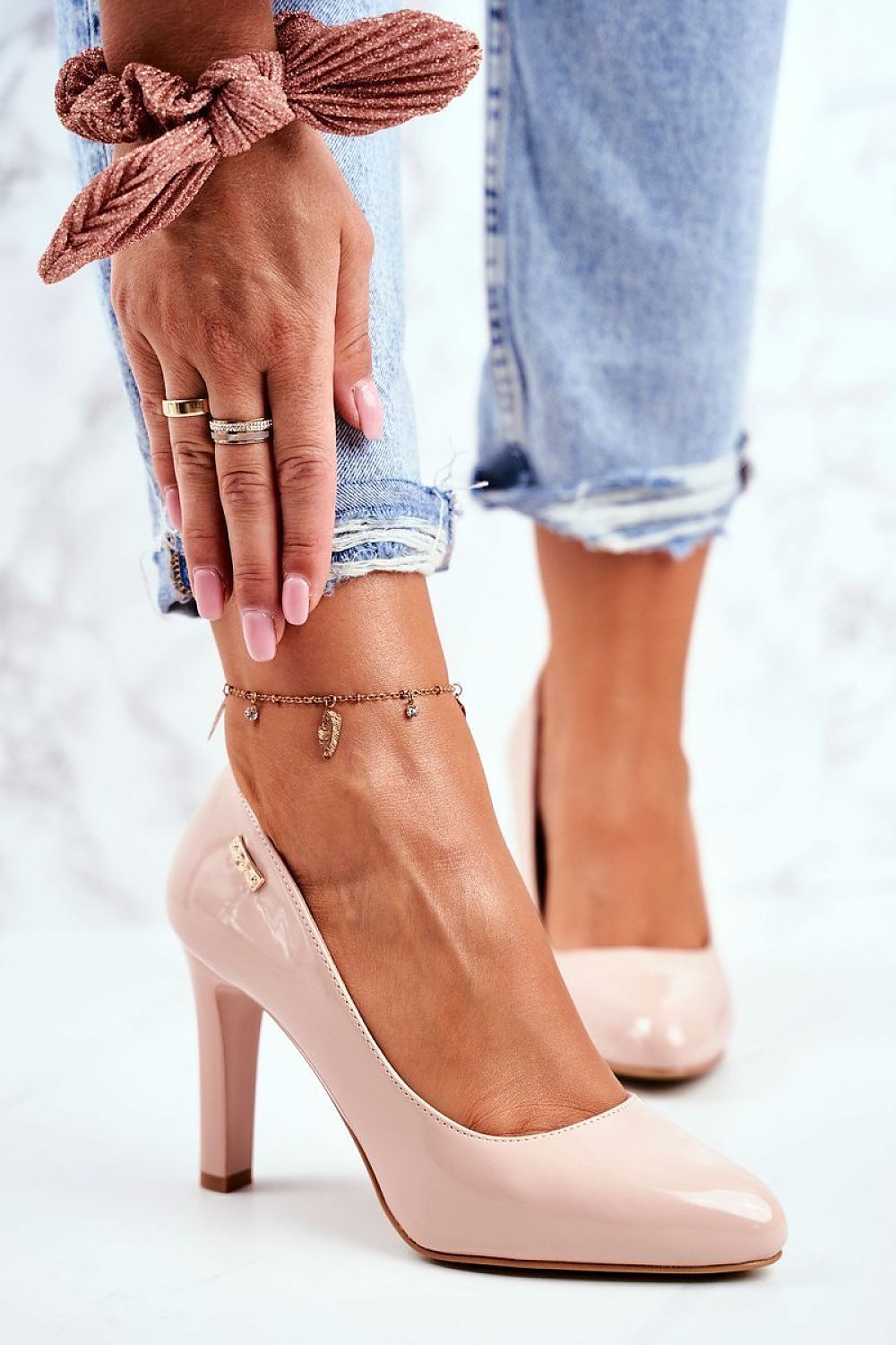 Elegant women’s block heel pumps in EU sizes 36-40 by Step in Style, featuring a luxurious almond-toe design and medium height stable heel.