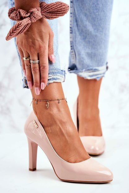 Elegant women’s block heel pumps in EU sizes 36-40 by Step in Style, featuring a luxurious almond-toe design and medium height stable heel.