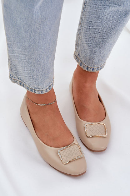 Luxurious eco leather ballet flats for women by Step in Style, featuring delicate decoration and comfort for elegant everyday wear.