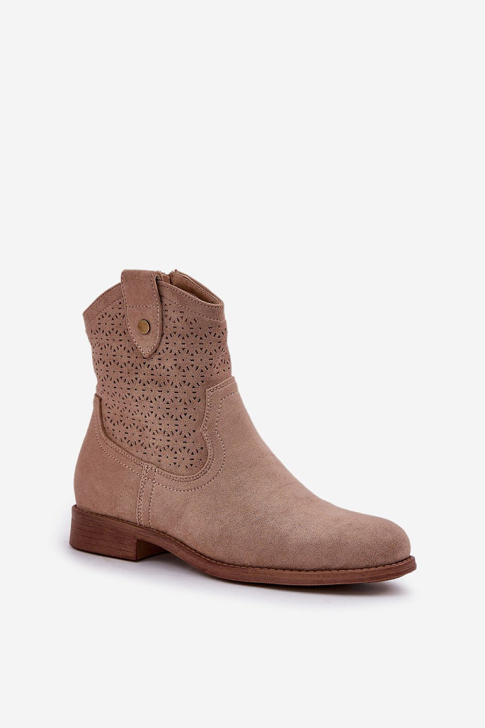Elegant eco suede boots with lace detail and zipper by Step in Style, perfect for luxurious comfort wear.