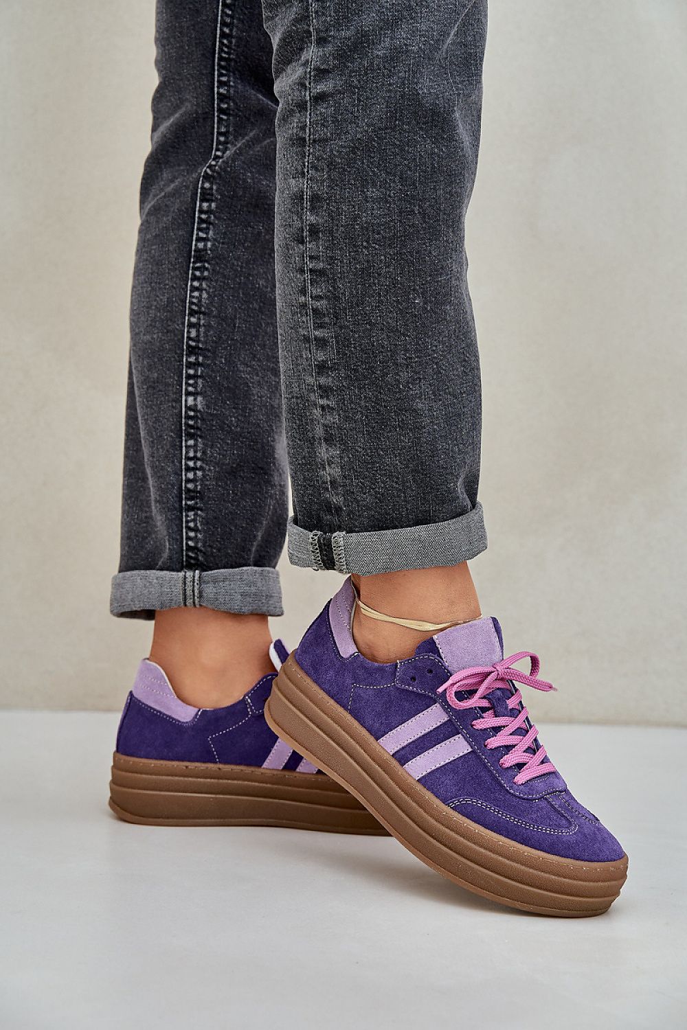 Elegant women's lace-up leather sneakers by Step in style, showcasing a blend of sophisticated style and practical comfort for everyday wear.