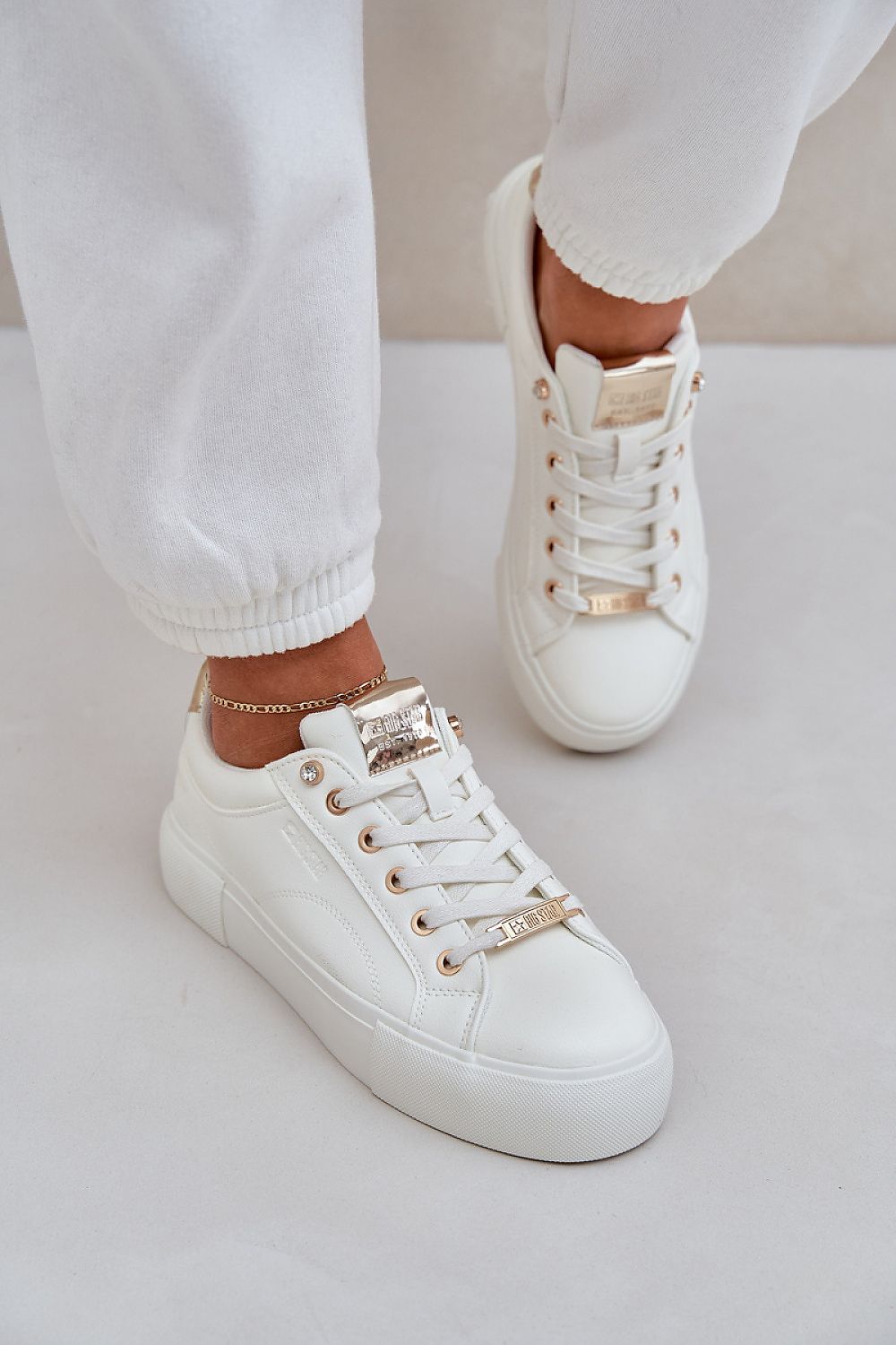 Luxury Big Star women's sneakers in stylish artificial leather showcasing elegant design and excellent traction.