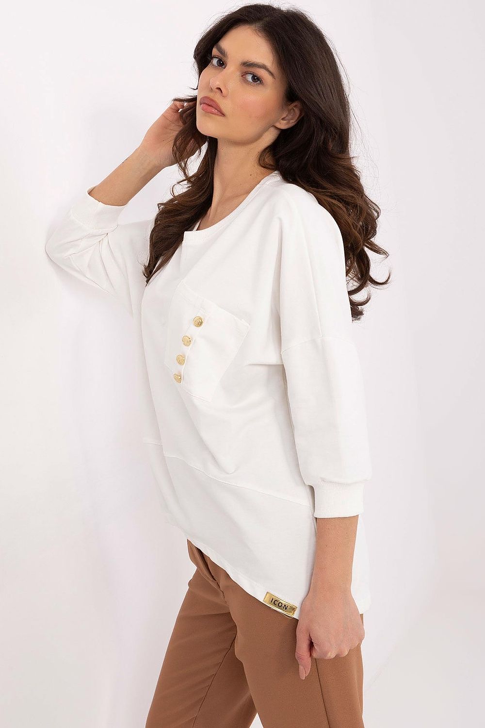 Elegant cotton blouse with a practical pocket, designed for comfort and style, from Factory Price.