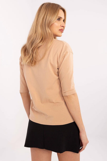 Elegant casual cotton blouse by Factory Price featuring 3/4 sleeves and stylish prints, perfect for a chic everyday look.