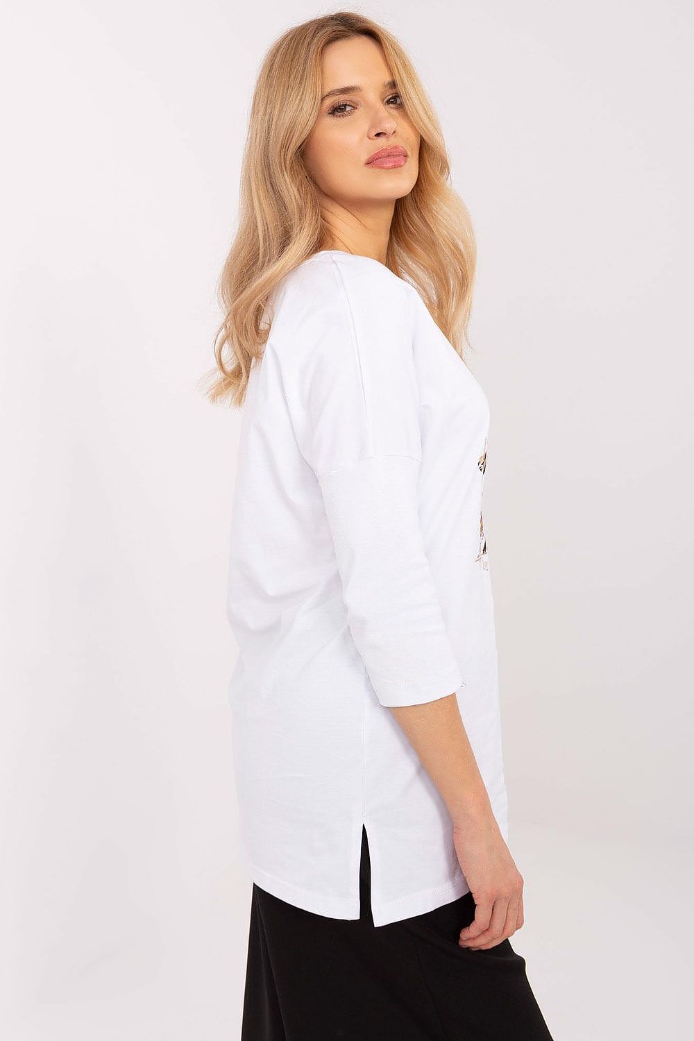 Stylish cotton-blend blouse with an eye-catching animal motif, designed by Factory Price for women who value comfort and elegance.