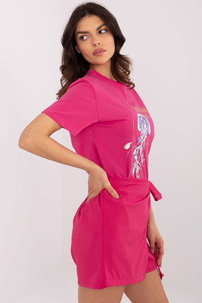 Elegant women's trendy print t-shirt by Factory Price, showcasing a stylish design with a classic round neckline and short sleeves, perfect for casual wear.