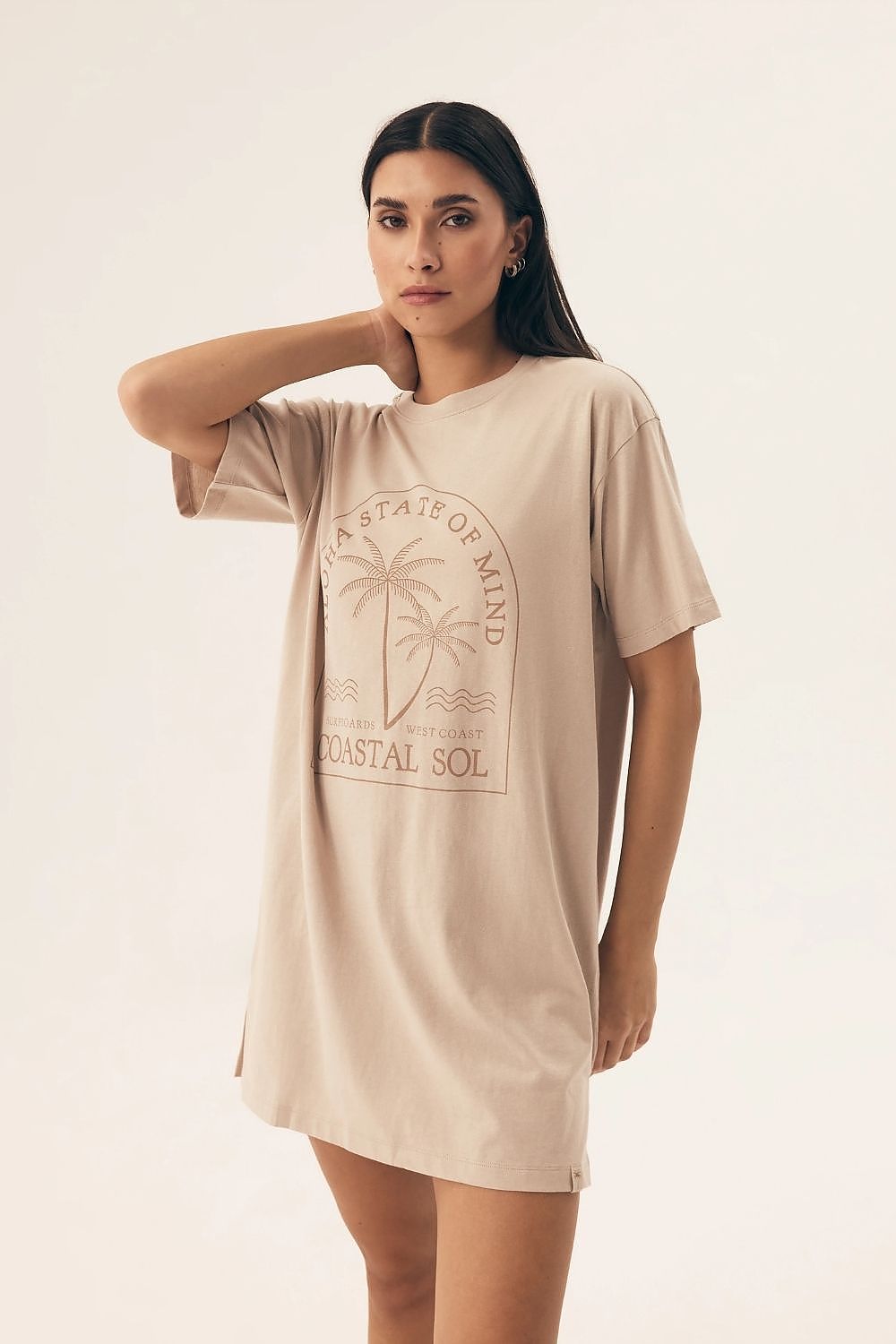 Elegant Henderson cotton nightshirt featuring a stylish oversized design and knee-length cut, perfect for luxurious homewear.