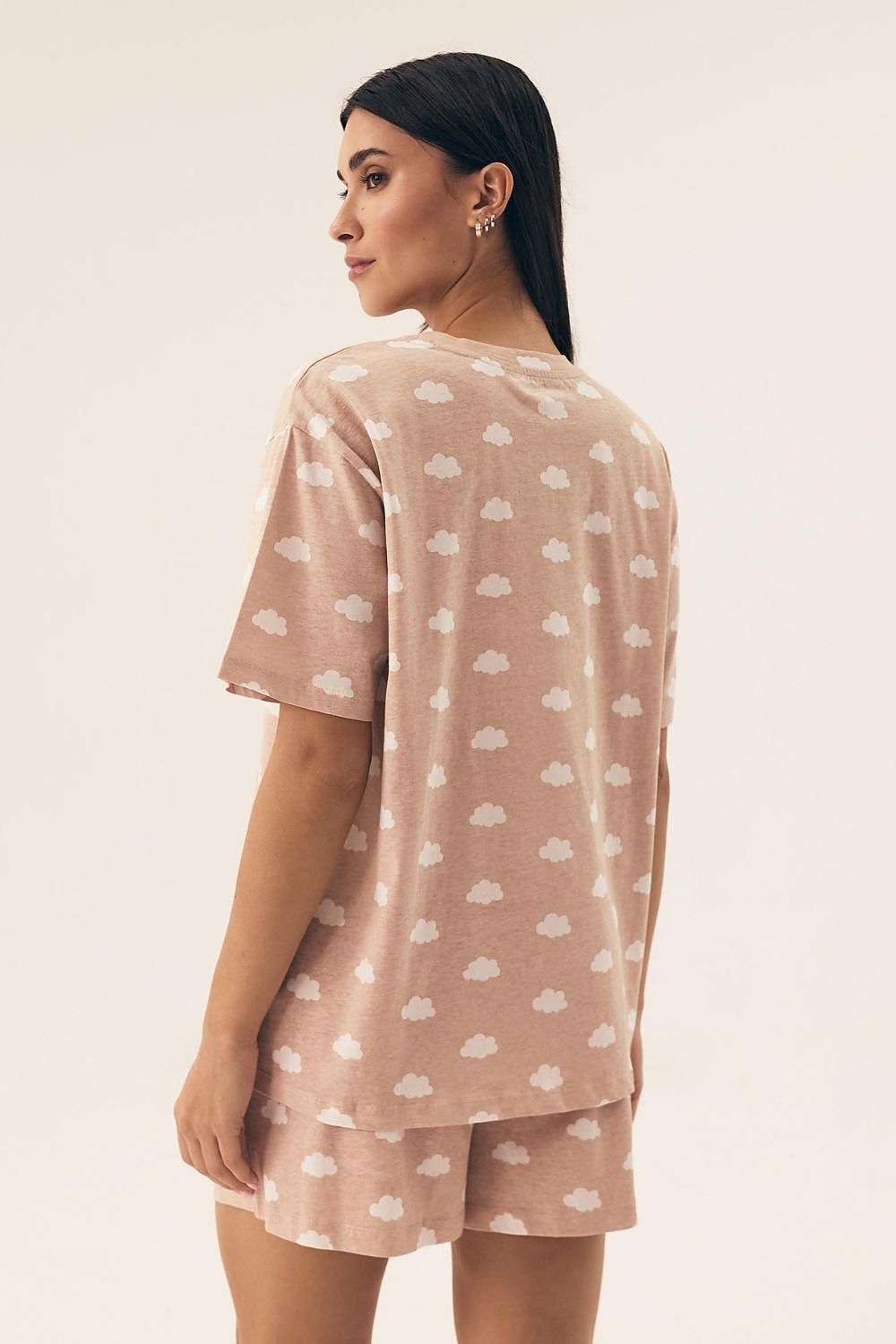 Henderson designer women's pajama set displayed in sophisticated subdued colours, ideal for chic relaxation at home.