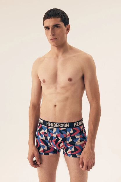 Luxury set of 2 men's boxers by Henderson, featuring a stylish patterned design and a plain option, made from a comfortable cotton blend for ultimate luxury.