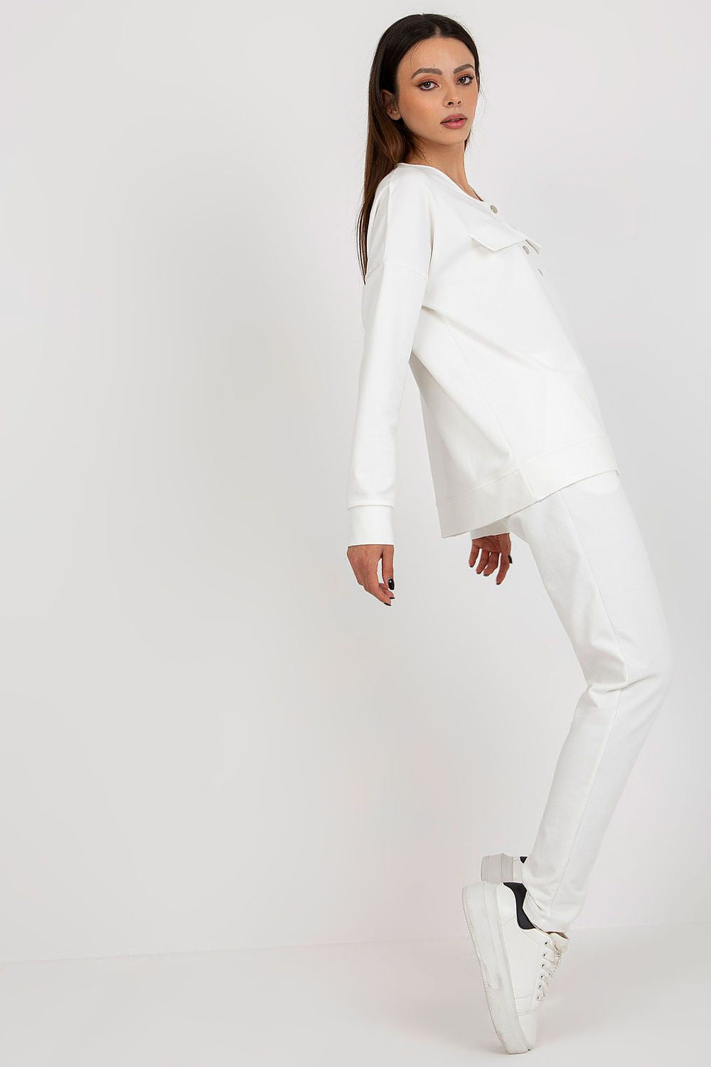 Women wearing a luxury comfortable cotton blend tracksuit set by Lakerta, ideal for casual and workwear.