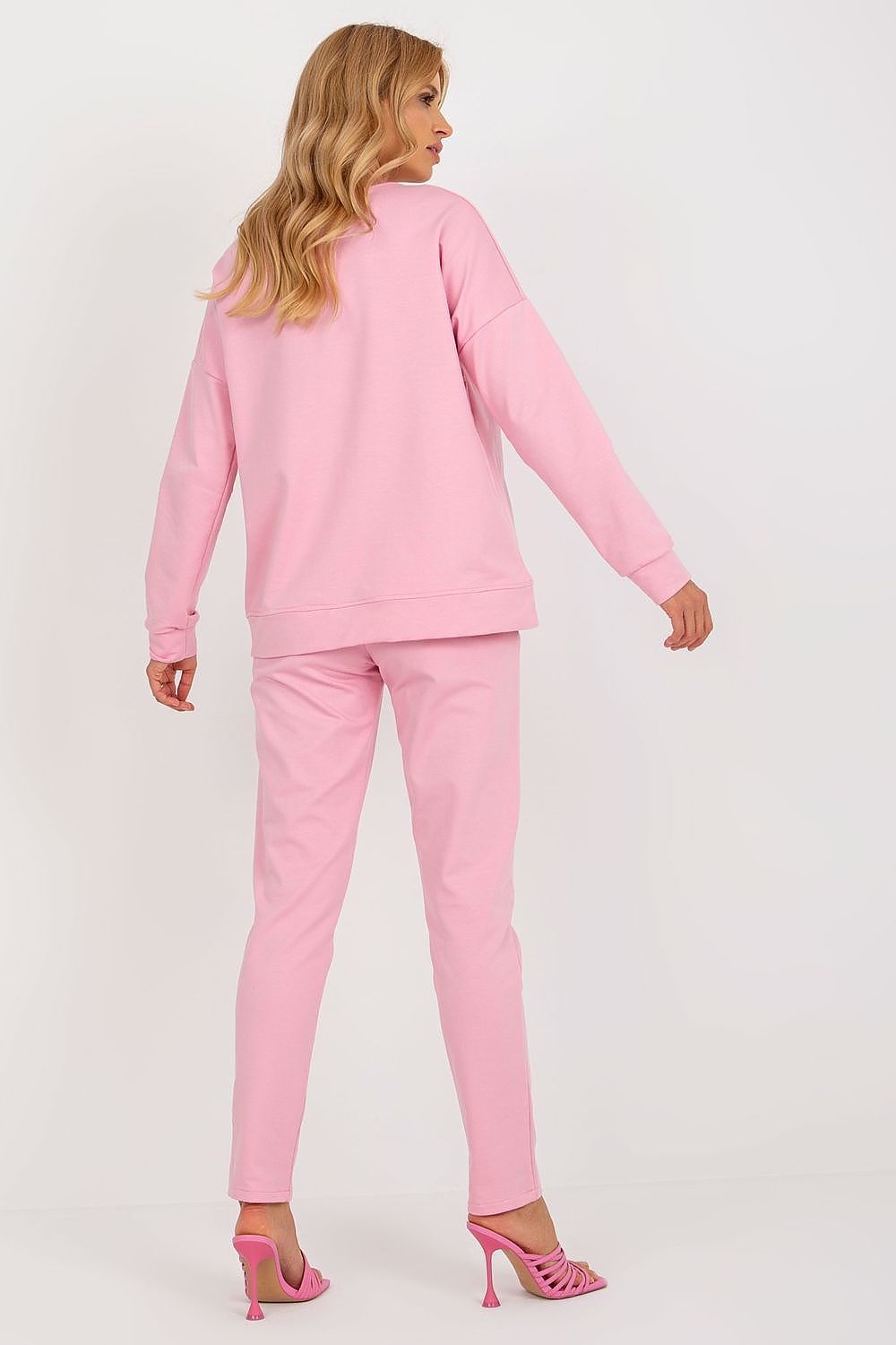 Comfortable high-waisted pants from Lakerta's Luxury Modern Tracksuit Set, designed for elegance and freedom of movement.