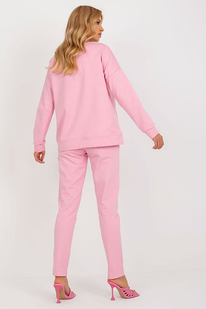 Comfortable high-waisted pants from Lakerta's Luxury Modern Tracksuit Set, designed for elegance and freedom of movement.