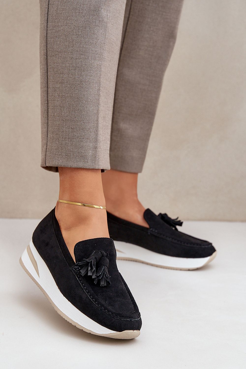 Elegant Women's Eco Suede Moccasins by Step in Style, featuring a stylish wedge heel and rounded toe design, perfect for comfortable everyday wear.